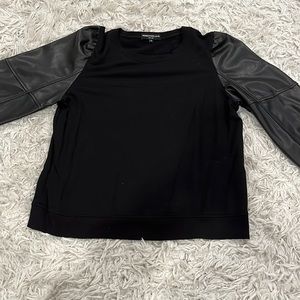 Generation love sweater with leather sleeves